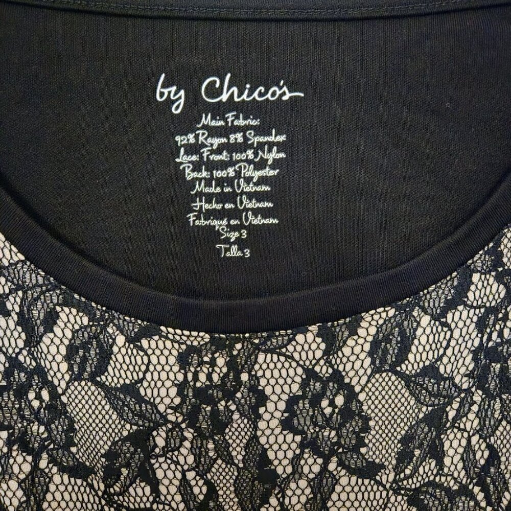 Chico's L/S black sweater top with lace front NWOT‎ Size 3/XL - Picture 3 of 4